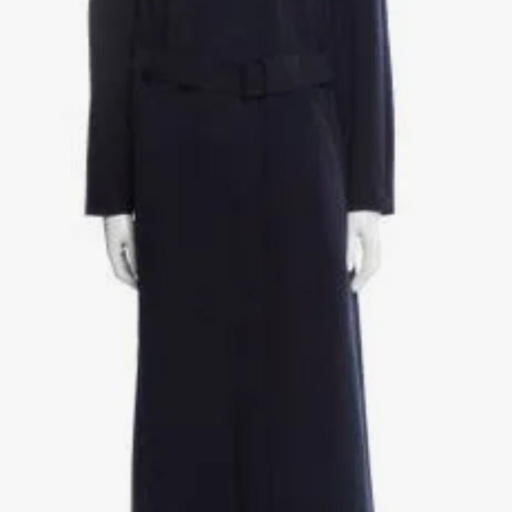 St. John Navy Long Trench Coat with Belt